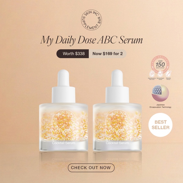 This ad creative displays a two-bottle serum bundle with a clear value proposition, highlighting a significant discount and social proof.